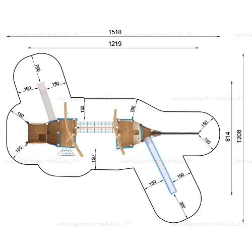 Caravelle pour aménagements ludiques en bois de robinier